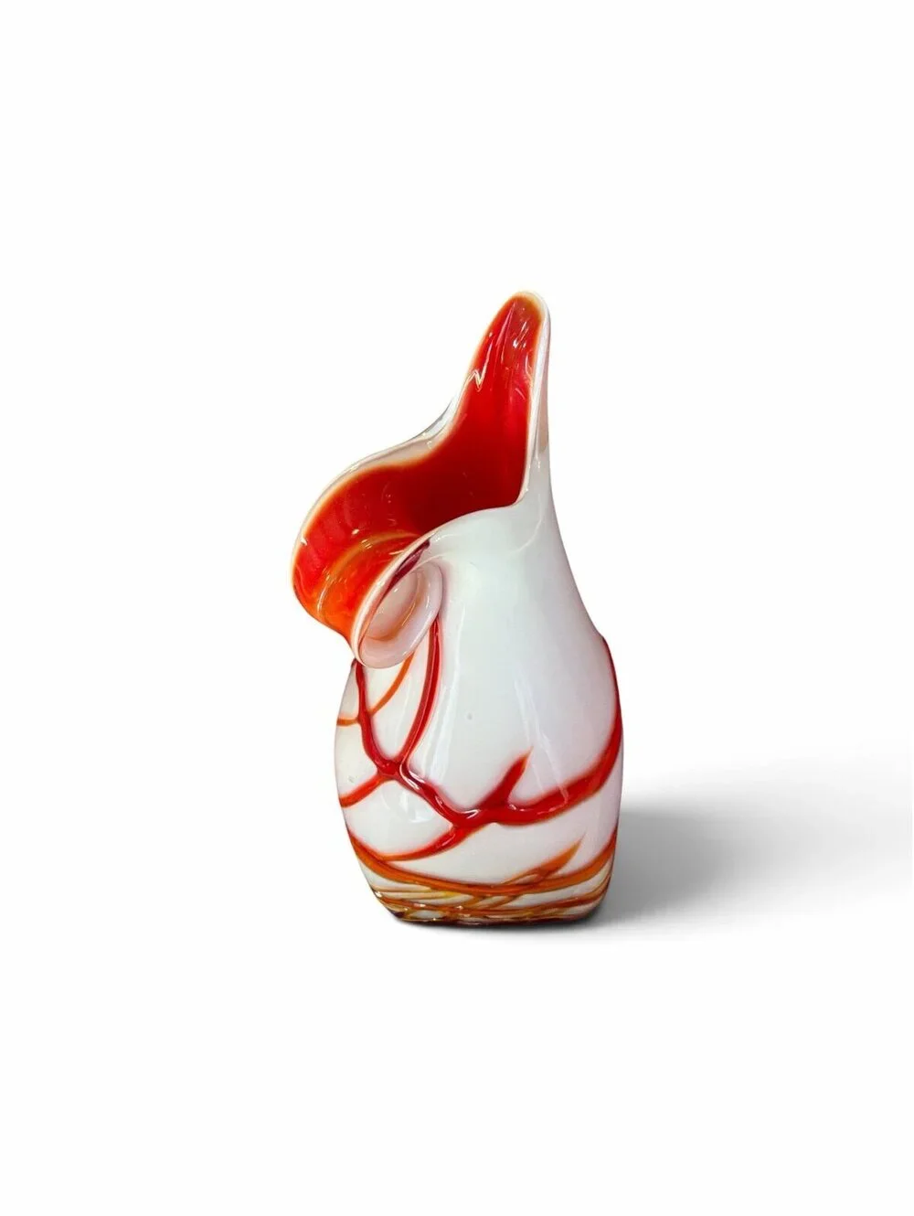 Hand Blown Glass Vase Swirl Red Orange Yellow White